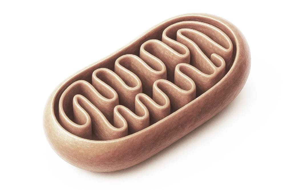 Healthy mitochondrion with intact folds
